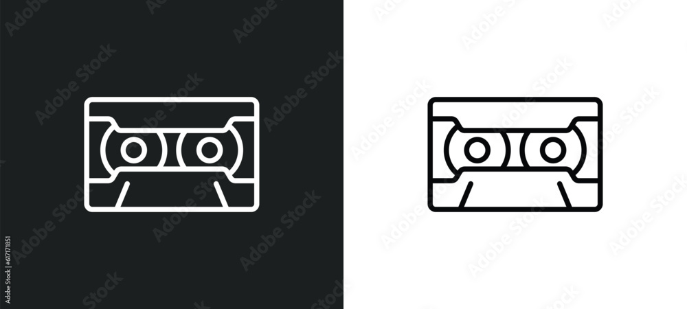 Aufkleber radio caste line icon in white and black colors. radio caste flat vector icon from radio caste colle