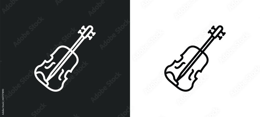 Poster violin line icon in white and black colors. violin flat vector icon from violin collection for web, 
