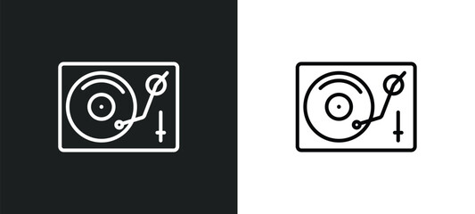 turntable line icon in white and black colors. turntable flat vector icon from turntable collection for web, mobile apps and ui.