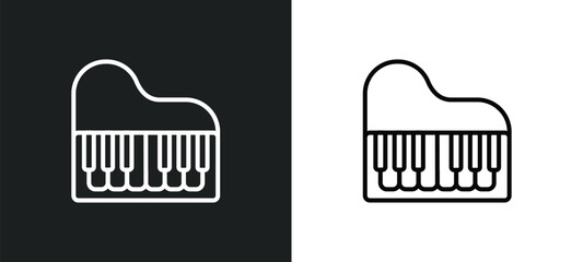 piano line icon in white and black colors. piano flat vector icon from piano collection for web, mobile apps and ui.