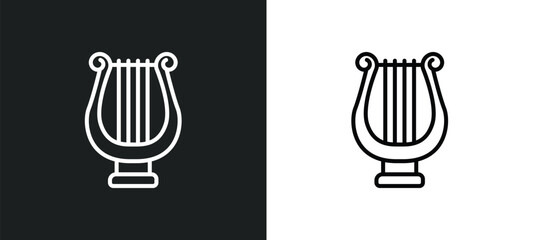 lyre line icon in white and black colors. lyre flat vector icon from lyre collection for web, mobile apps and ui. © IconArt