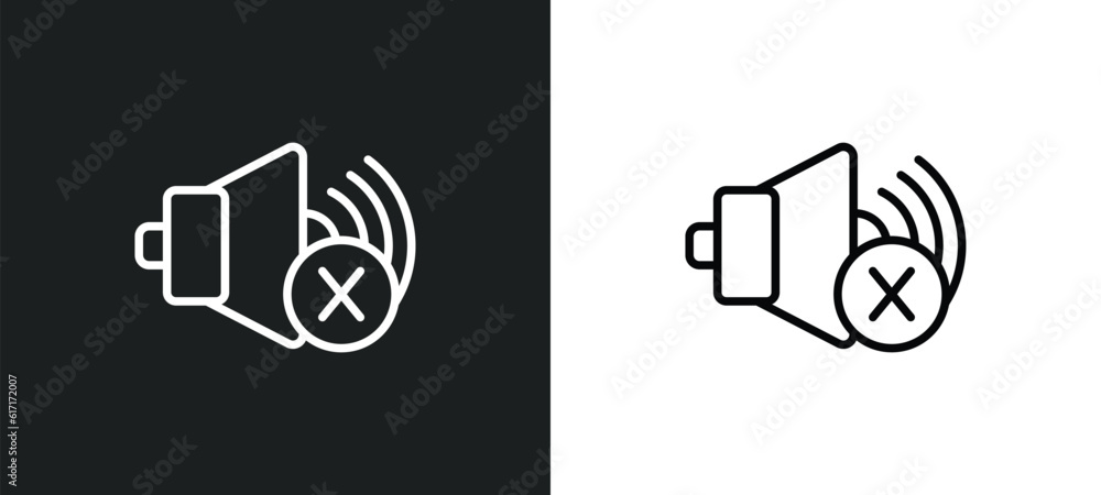 Poster speaker mute line icon in white and black colors. speaker mute flat vector icon from speaker mute co