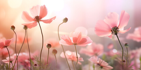 Light Pink Flowers ,pink background flower, pink floral, generative Ai
