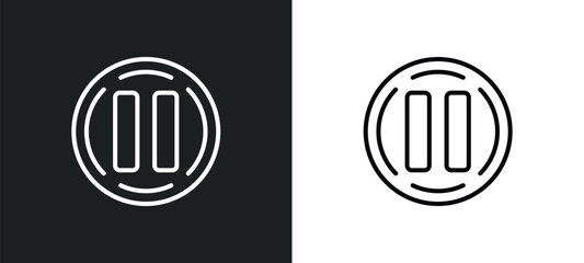 big pause button line icon in white and black colors. big pause button flat vector icon from big pause button collection for web, mobile apps and ui.