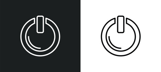 start button line icon in white and black colors. start button flat vector icon from start button collection for web, mobile apps and ui.