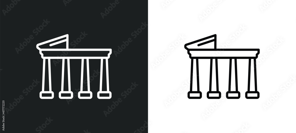 Poster temple of apollo line icon in white and black colors. temple of apollo flat vector icon from temple 