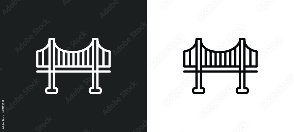 Poster vincent thomas bridge line icon in white and black colors. vincent thomas bridge flat vector icon fr