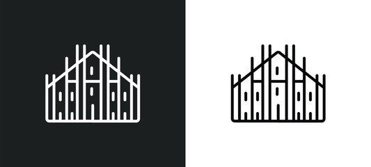 Fototapeta premium milan cathedral line icon in white and black colors. milan cathedral flat vector icon from milan cathedral collection for web, mobile apps and ui.