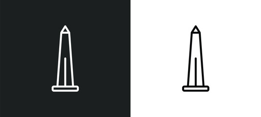 obelisk of bue aires line icon in white and black colors. obelisk of bue aires flat vector icon from obelisk of bue aires collection for web, mobile apps and ui. - obrazy, fototapety, plakaty