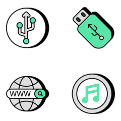 Pack of Media and Multimedia Flat Icons

