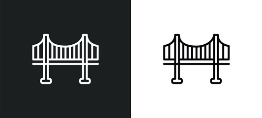 vincent thomas bridge line icon in white and black colors. vincent thomas bridge flat vector icon from vincent thomas bridge collection for web, mobile apps and ui.