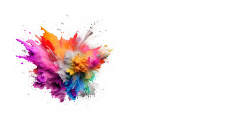 Explosion of colored powder, isolated on white background.
