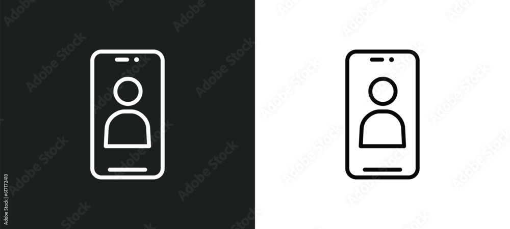 Poster front camera line icon in white and black colors. front camera flat vector icon from front camera co