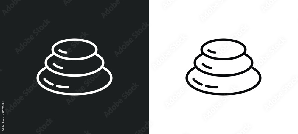Poster pebble line icon in white and black colors. pebble flat vector icon from pebble collection for web, 