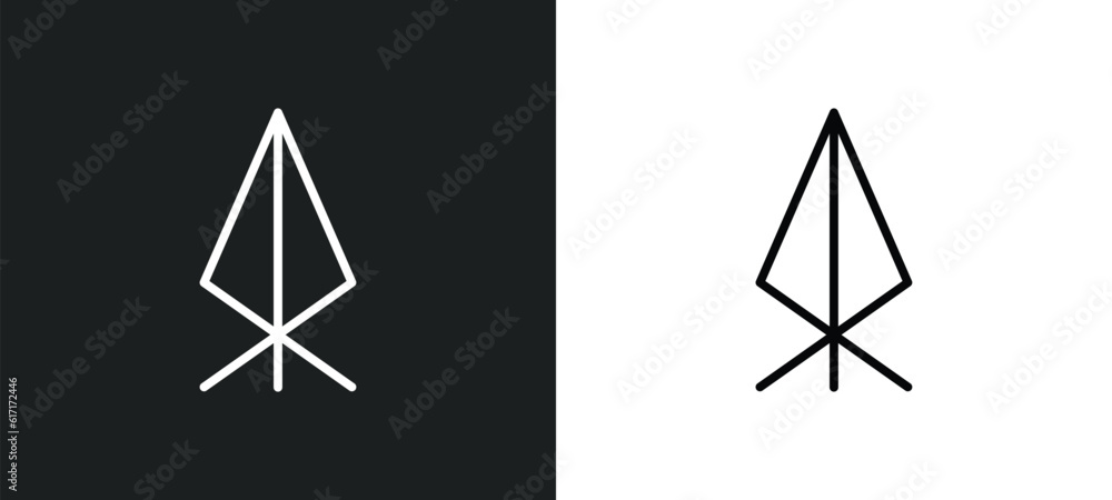 Poster rune line icon in white and black colors. rune flat vector icon from rune collection for web, mobile