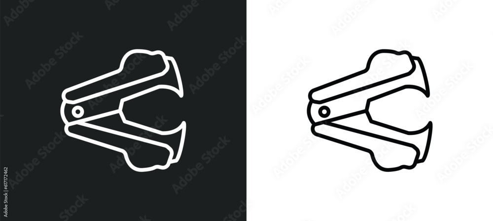 Poster stapler remover line icon in white and black colors. stapler remover flat vector icon from stapler r