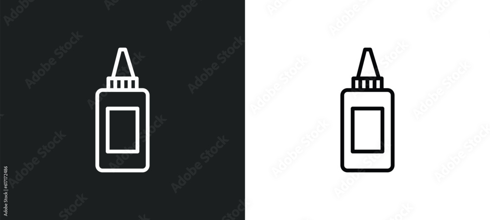 Poster glue bottle line icon in white and black colors. glue bottle flat vector icon from glue bottle colle
