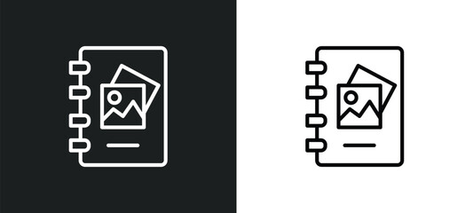 scrapbook line icon in white and black colors. scrapbook flat vector icon from scrapbook collection for web, mobile apps and ui.