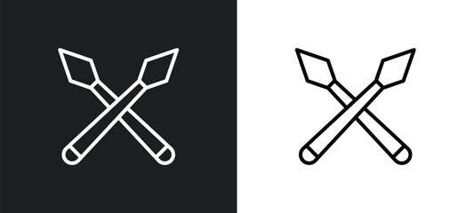 spears line icon in white and black colors. spears flat vector icon from spears collection for web, mobile apps and ui.