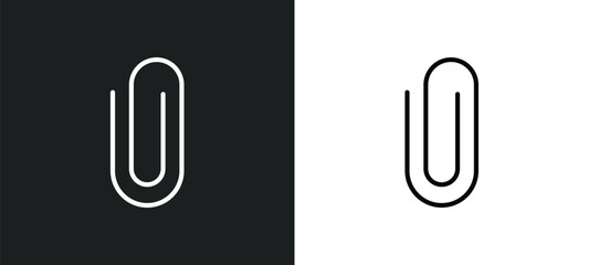 paperclip attachment line icon in white and black colors. paperclip attachment flat vector icon from paperclip attachment collection for web, mobile apps and ui.