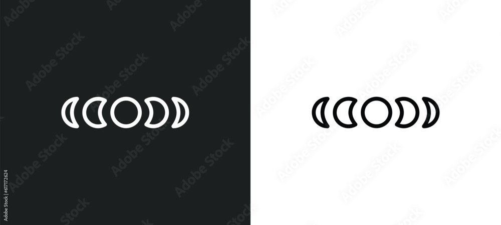 Poster moon phases line icon in white and black colors. moon phases flat vector icon from moon phases colle