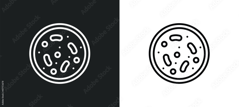 Poster cells in a circle line icon in white and black colors. cells in a circle flat vector icon from cells