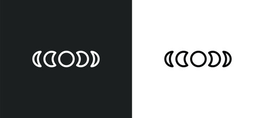 moon phases line icon in white and black colors. moon phases flat vector icon from moon phases collection for web, mobile apps and ui.