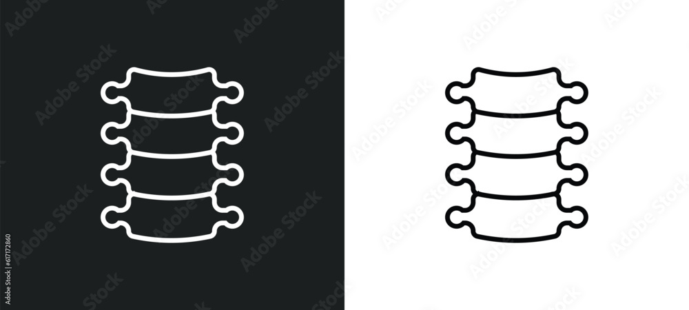 Poster spinal column line icon in white and black colors. spinal column flat vector icon from spinal column