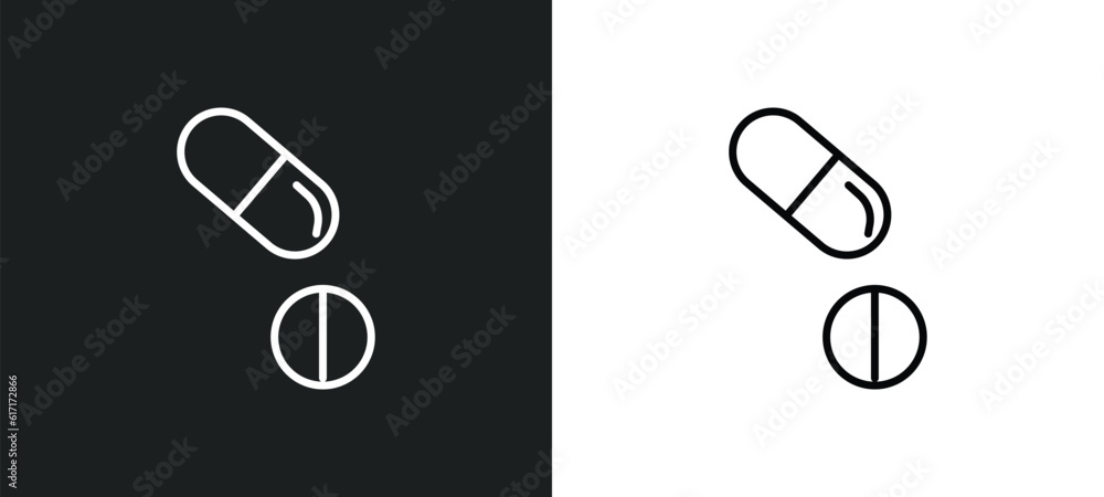 Poster tablets line icon in white and black colors. tablets flat vector icon from tablets collection for we