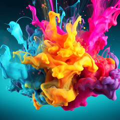 Fototapeta na wymiar Splash of inks colourful abstract background. Generative AI