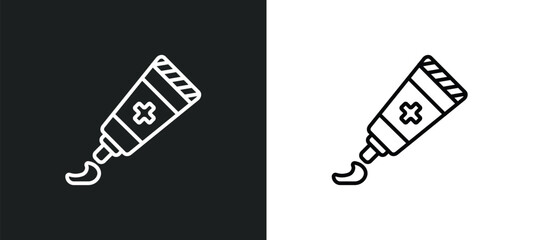 ointment line icon in white and black colors. ointment flat vector icon from ointment collection for web, mobile apps and ui. - obrazy, fototapety, plakaty