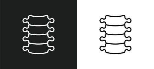 spinal column line icon in white and black colors. spinal column flat vector icon from spinal column collection for web, mobile apps and ui.