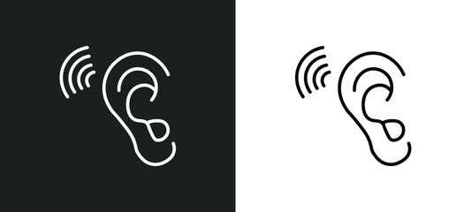 ear line icon in white and black colors. ear flat vector icon from ear collection for web, mobile apps and ui.
