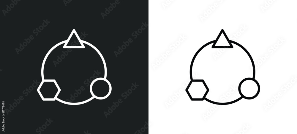 Poster diversify line icon in white and black colors. diversify flat vector icon from diversify collection 