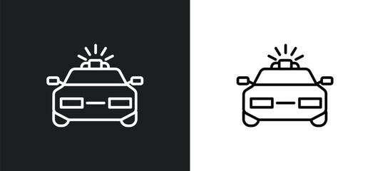 police car with light line icon in white and black colors. police car with light flat vector icon from police car with light collection for web, mobile apps and ui.