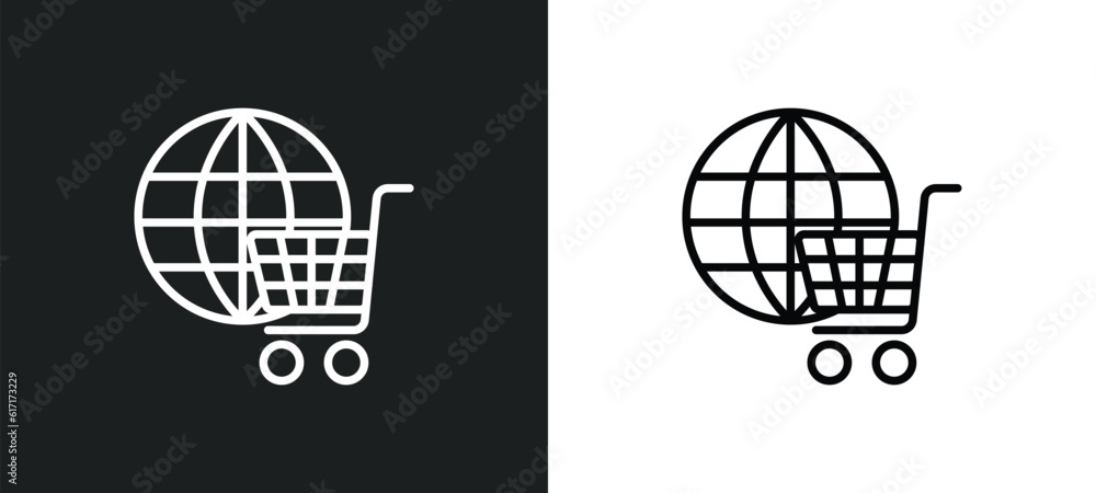Poster web shop line icon in white and black colors. web shop flat vector icon from web shop collection for