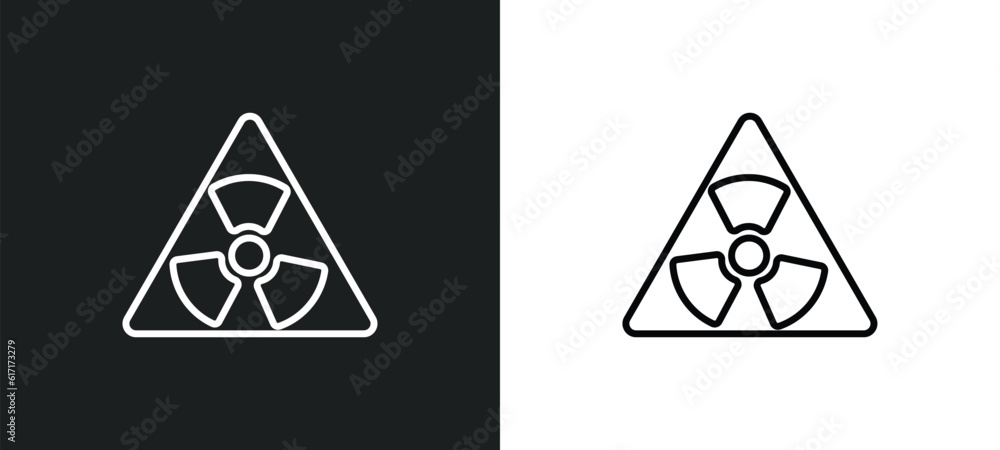 Aufkleber radiactive line icon in white and black colors. radiactive flat vector icon from radiactive collecti
