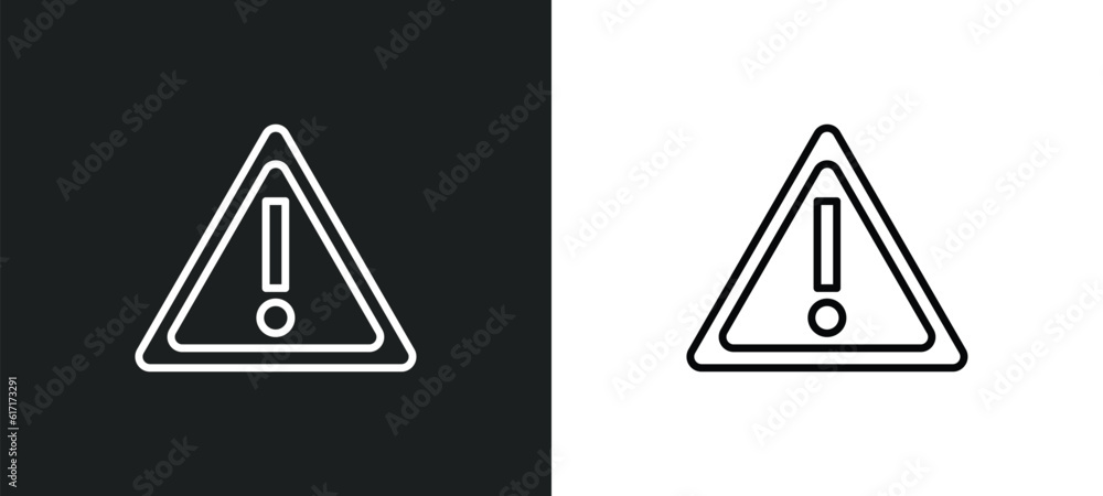 Poster caution line icon in white and black colors. caution flat vector icon from caution collection for we