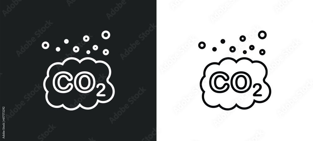 Poster co2 line icon in white and black colors. co2 flat vector icon from co2 collection for web, mobile ap