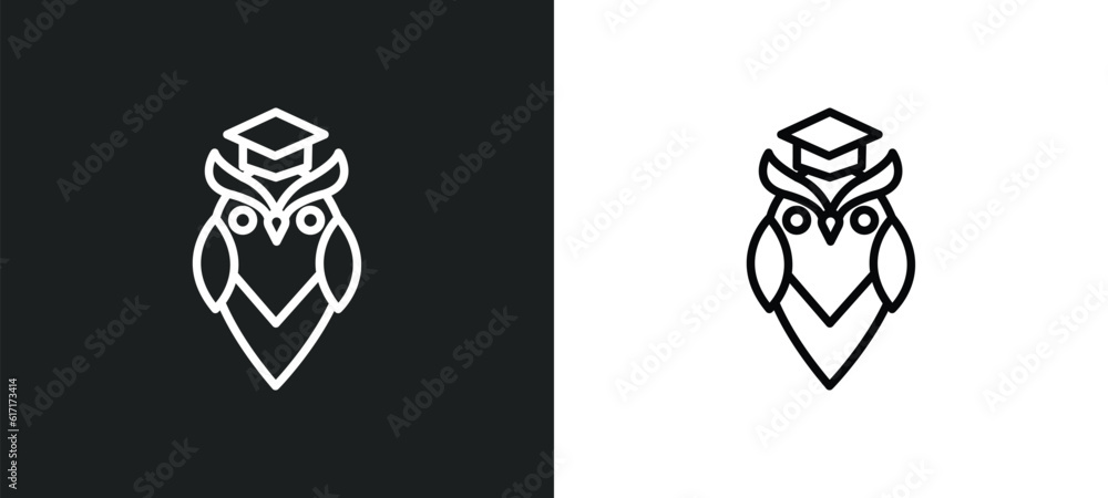 Poster wisdom line icon in white and black colors. wisdom flat vector icon from wisdom collection for web, 