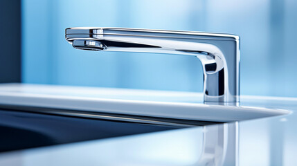 Touchless Faucet Closeup Minimalistic Style