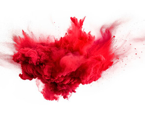 Red dust powder paint smoke bomb splash explosion.
