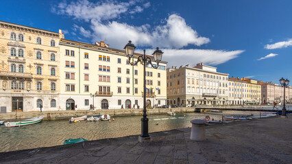 Fototapeta na wymiar The Canal grande, a navigable canal in center of Trieste, Italy, Europe.