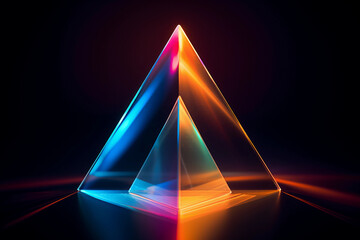 Abstract photograph of light refracting through a prism, creating a spectrum of vivid colors against a dark background, ideal for graphic design - obrazy, fototapety, plakaty