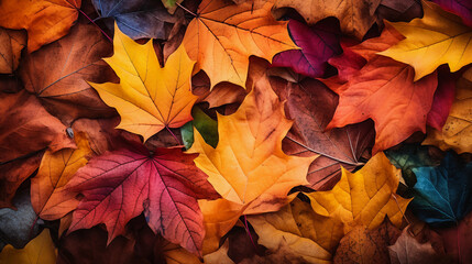 Naklejka na ściany i meble High resolution texture of autumn leaves on the ground