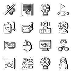 Pack of Sports Equipment Linear Icons

