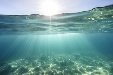 Sugar white sand beach in Florida in a hot summer days, generative ai