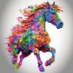 Colorful Horse in the shape of flower