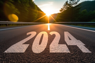 2024 new year road trip travel and future vision concept created with generative ai