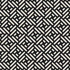Abstract geometric seamless pattern. Stylish ornament with lines, rectangles, diagonal grid, squares, repeat tiles. Simple black and white geo texture. Modern geometric background. Decorative design